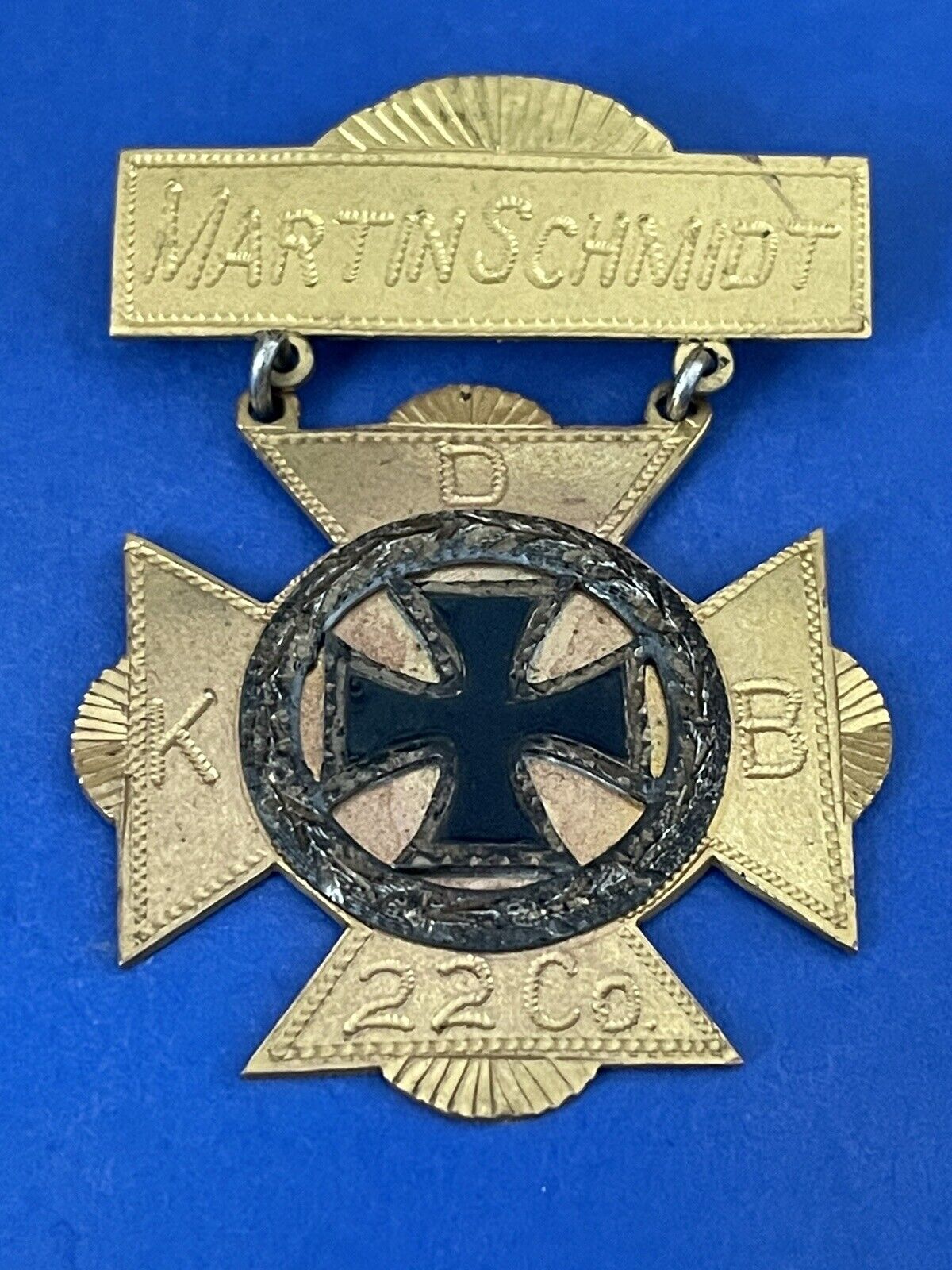 Beautiful 1800's Franco German War Veteran Service Maltese Cross Medal 22nd Co