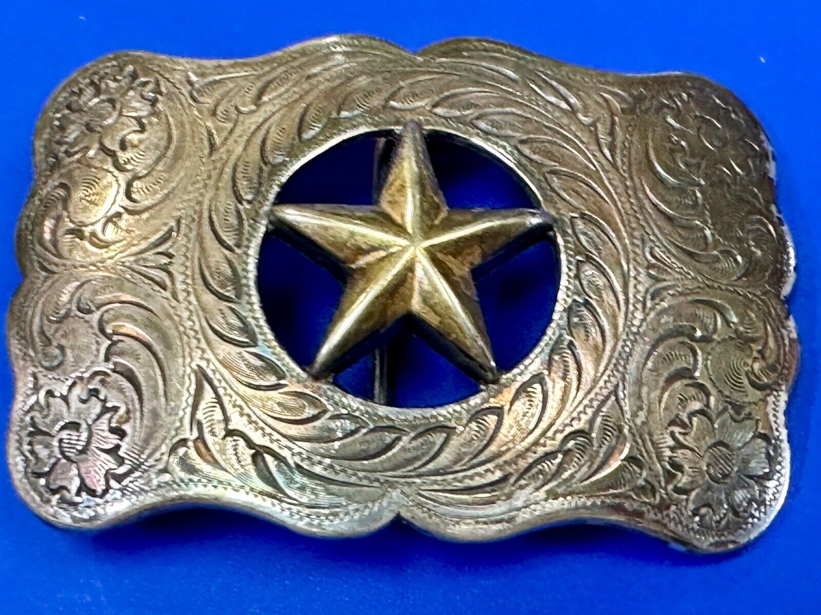 Nocona Texas Star cutout see through Gold and Silver Tone belt buckle