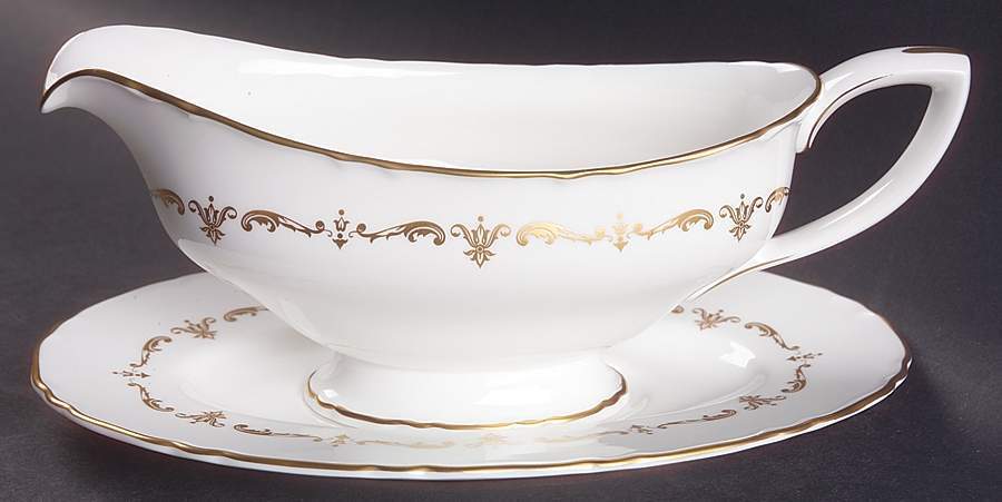Royal Worcester Gold Chantilly Gravy Boat & Underplate 636769