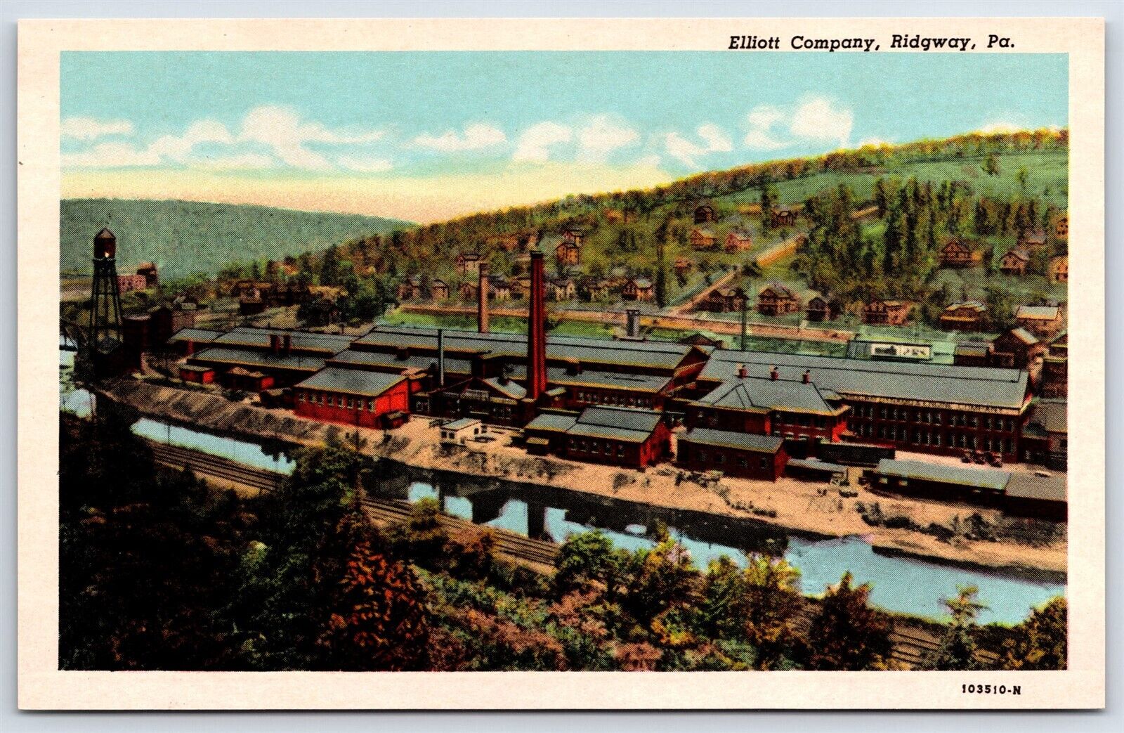 Postcard PA Ridgway Elk County Elliott Company Manufacturing Plant AS10