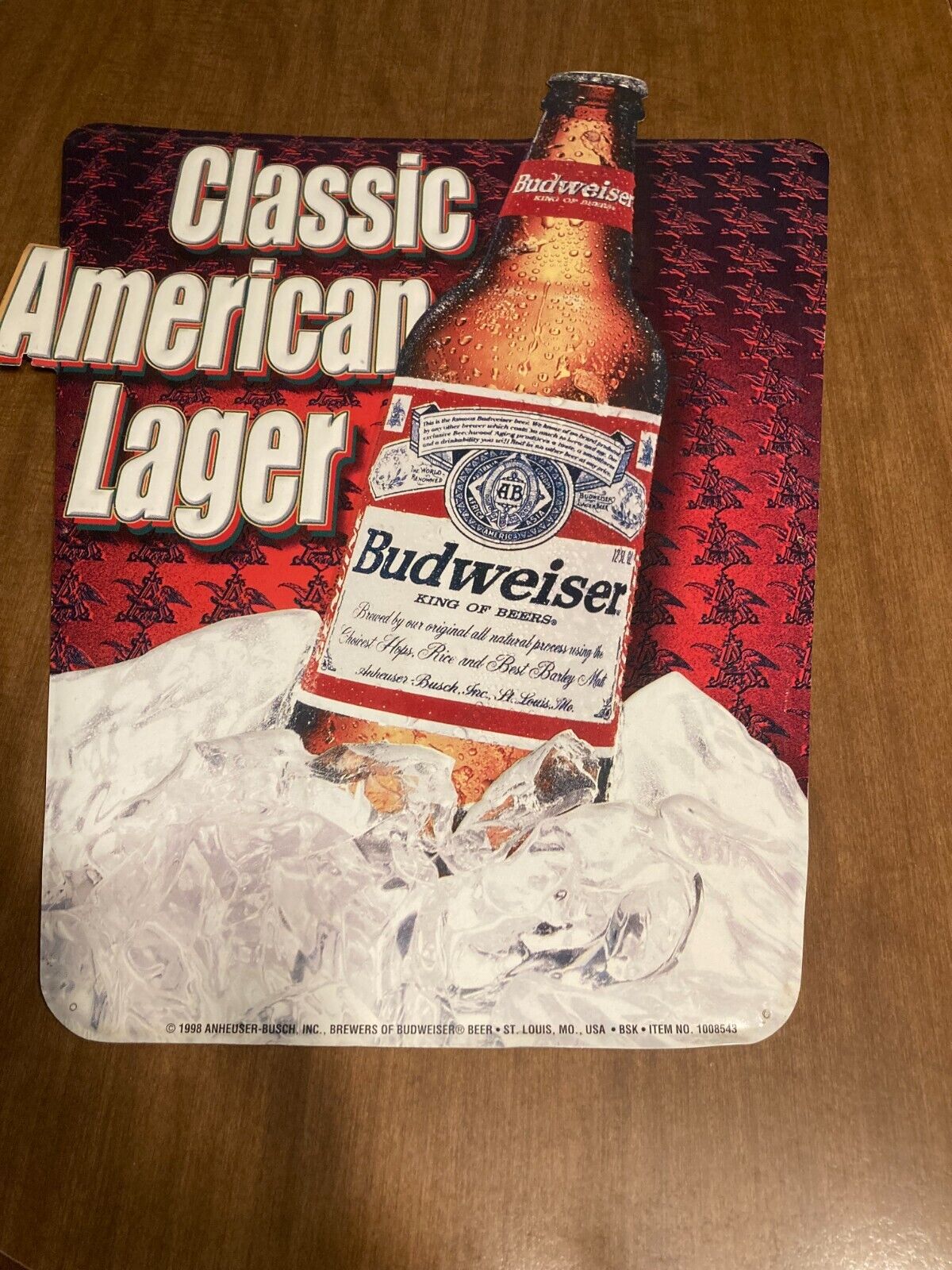 Budweiser Classic American Lager Bottle Metal Sign  19.5 x 25\