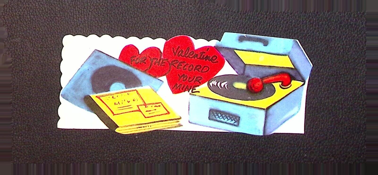 Vintage Valentine\'s Day Card Record Player Design