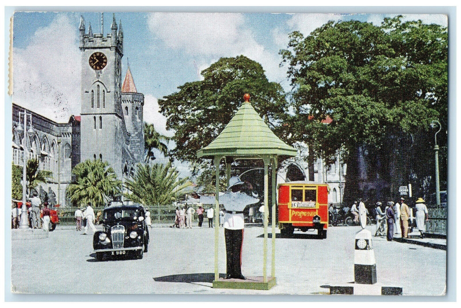 c1950's Trafalgar Square Bridgetown Barbados B.W.I. Vintage Posted Postcard