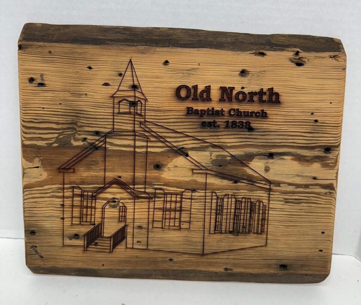 Old North Baptist Church Nacogdoches plaque reclaimed wood 1838