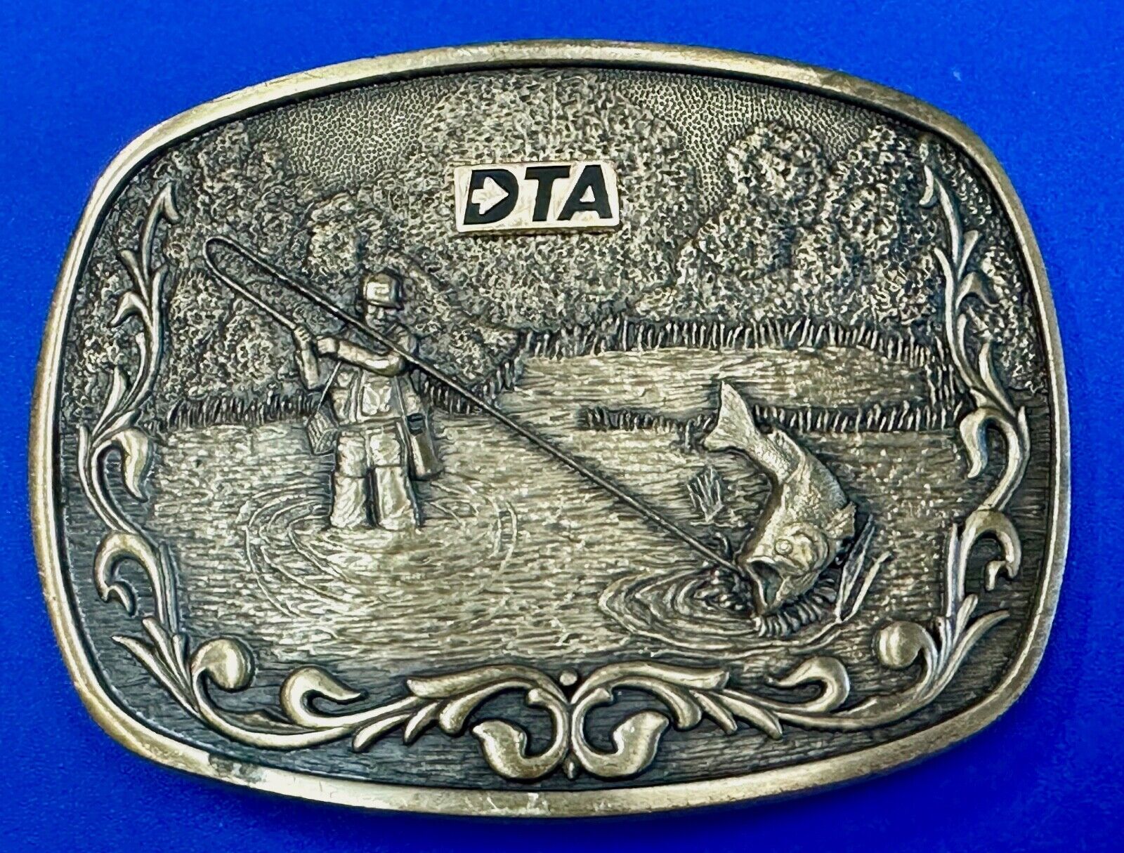 DTA Fly Fishing Trout Vintage Solid Brass Vintage  OC Tanner Belt Buckle