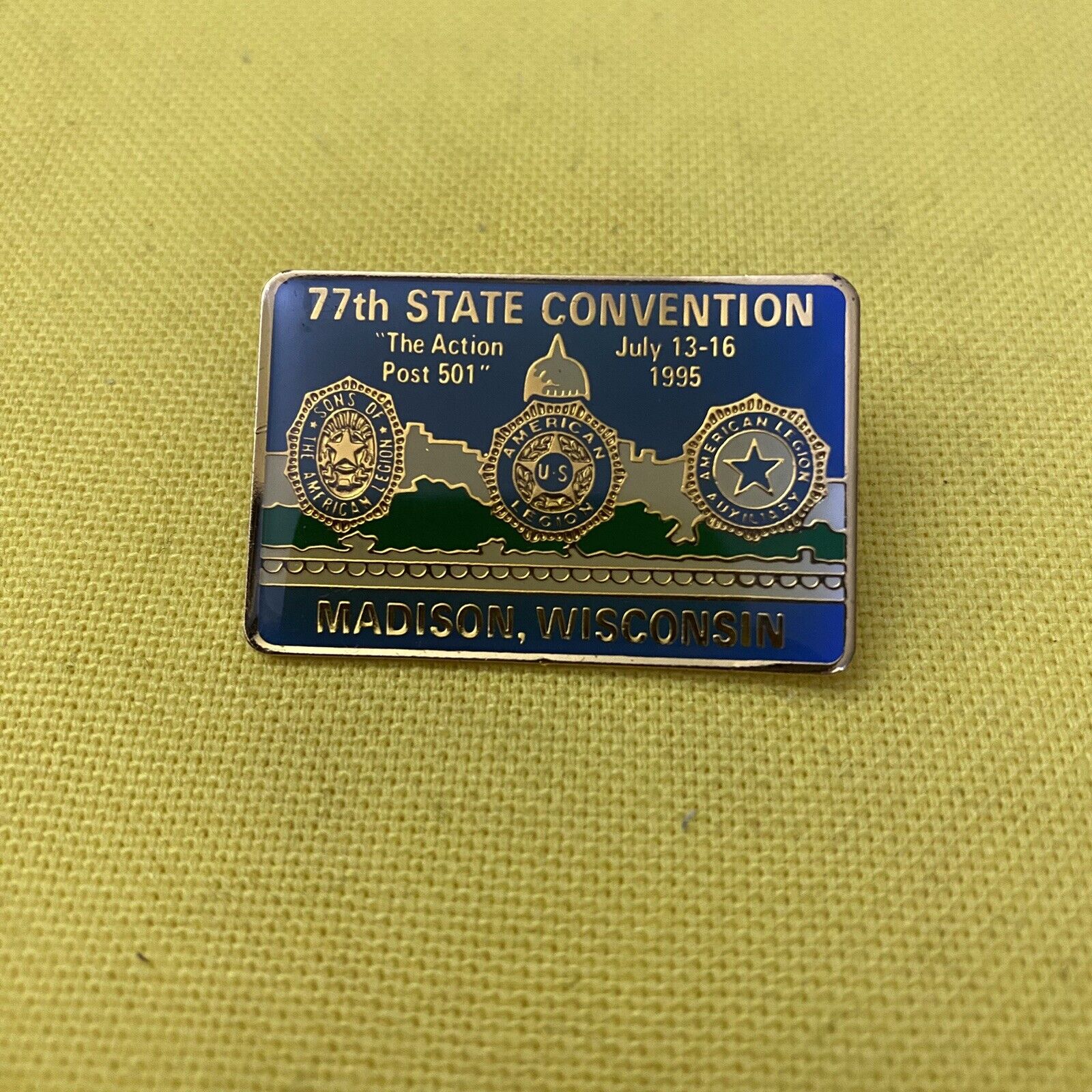 1995 American Legion 77th State Convention Action Post 501 Enamel Lapel Pin M2