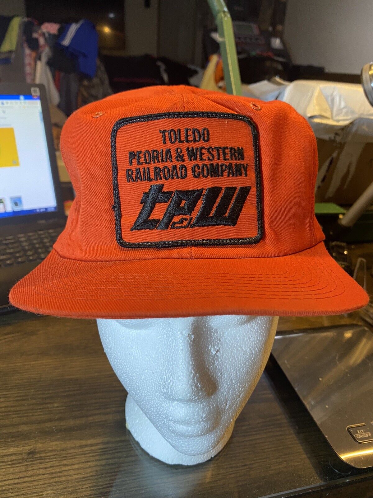 VTG Toledo Peoria Western Railroad Embroidered snapback KProducts USA Orange hat