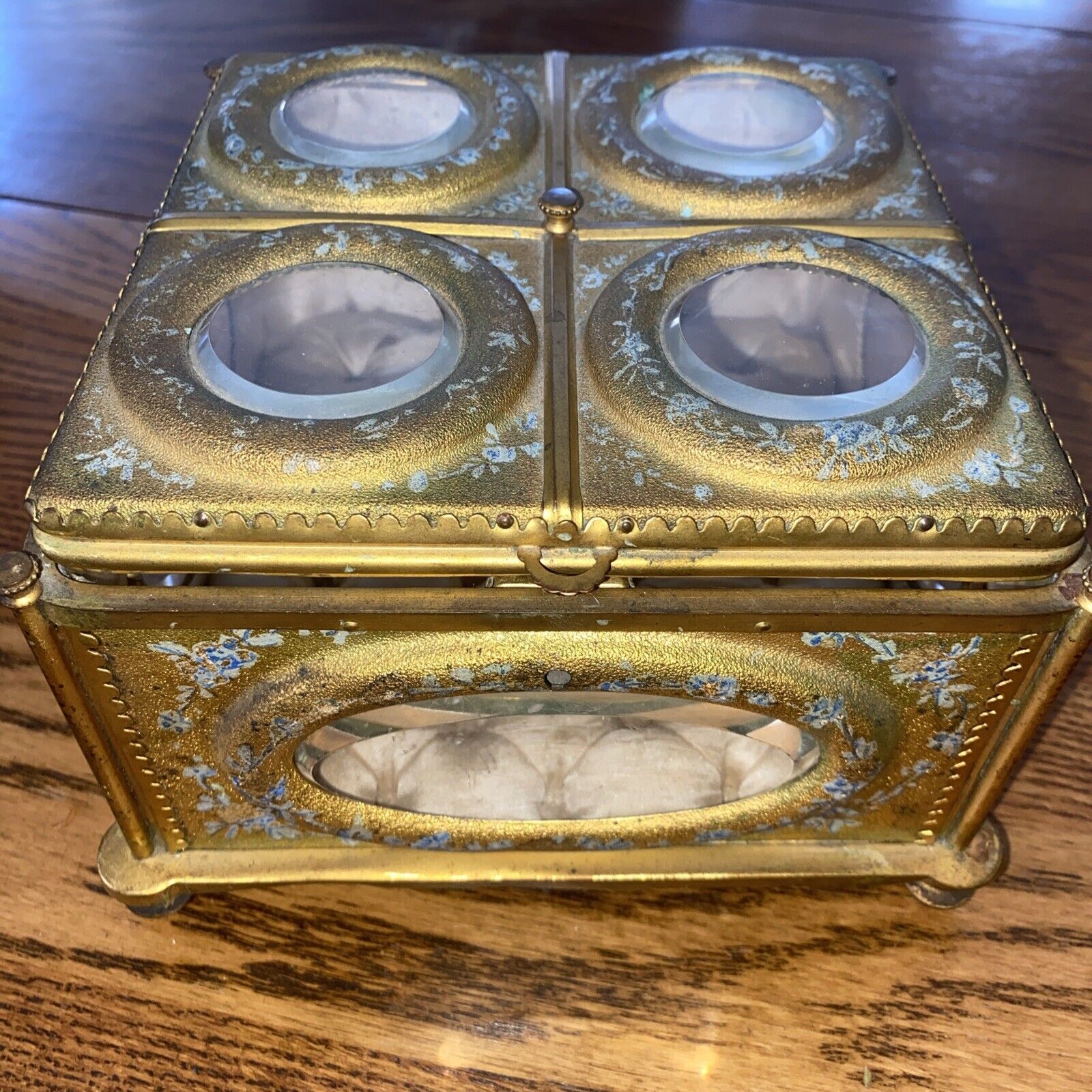 19th Century French (Ormolu?) Jewelry Box- Metal w/orig lining- Fit for a crown