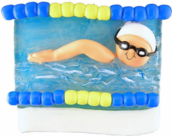Swimming, Swimmer in Pool Ornament * PERSONALIZED FREE *