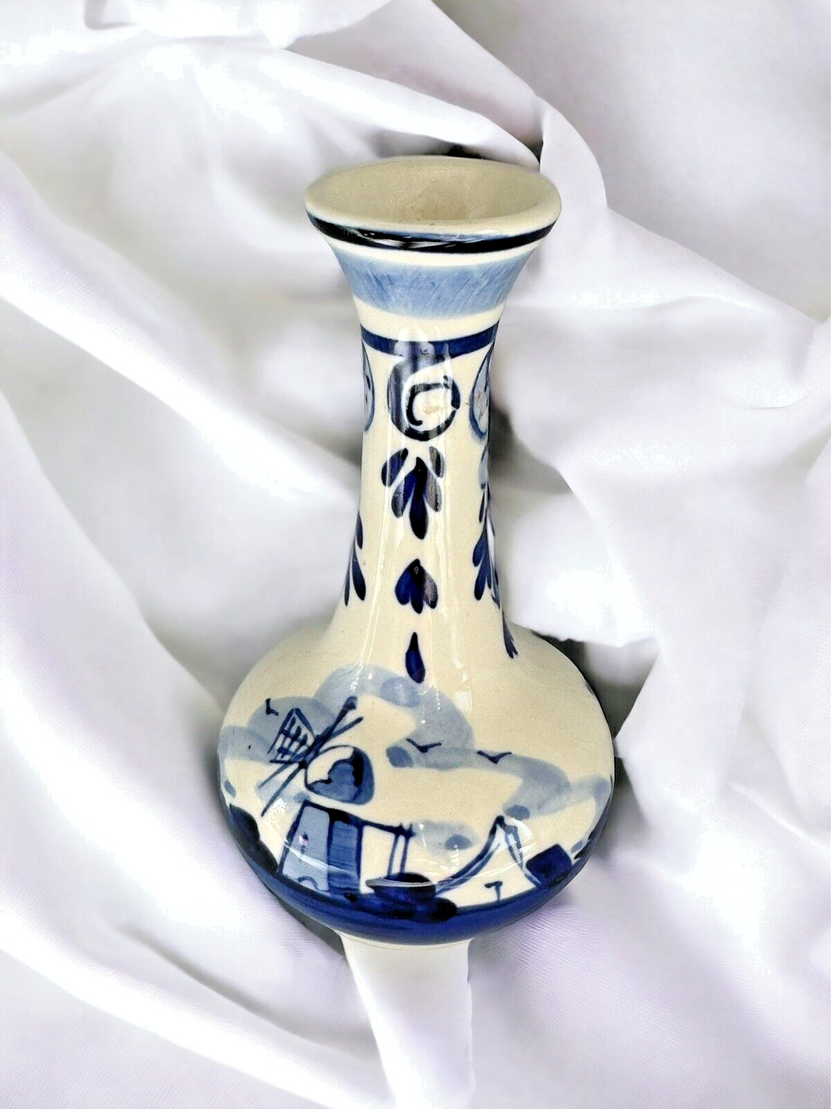 Crown Delft Blue Hand Painted  In Holland Mini Porcelain Vase 4 Inches Mint
