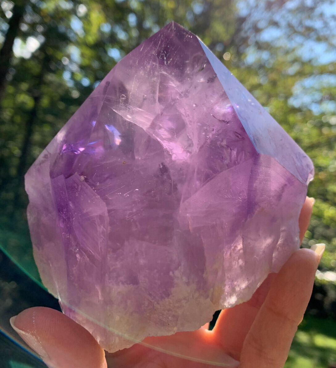 GORGEOUS HUGE BAHIA AMETHYST SELF HEALED RECORD KEEPER NATURAL CRYSTAL POINT