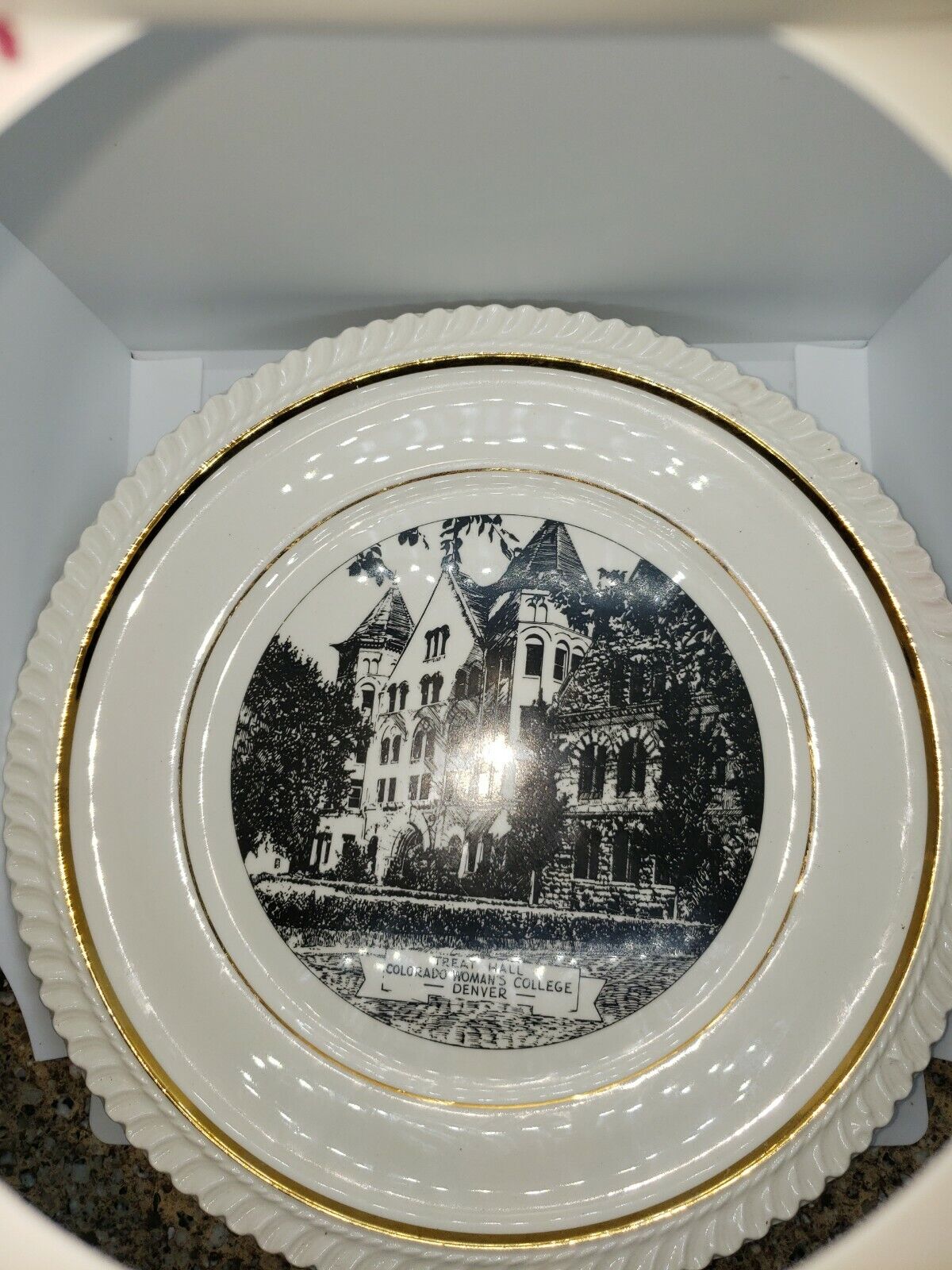  Vintage W.c. Bunting Souvenir Plate TREAT HALL COLORADO WOMAN'S COLLEGE DENVER.