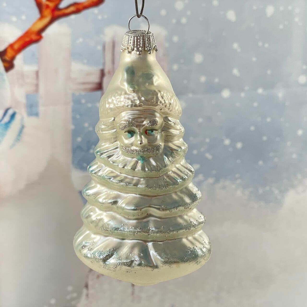 Vintage Blown Glass German Ks Christmas Santa Ornament Kurt Adler Tree Shape