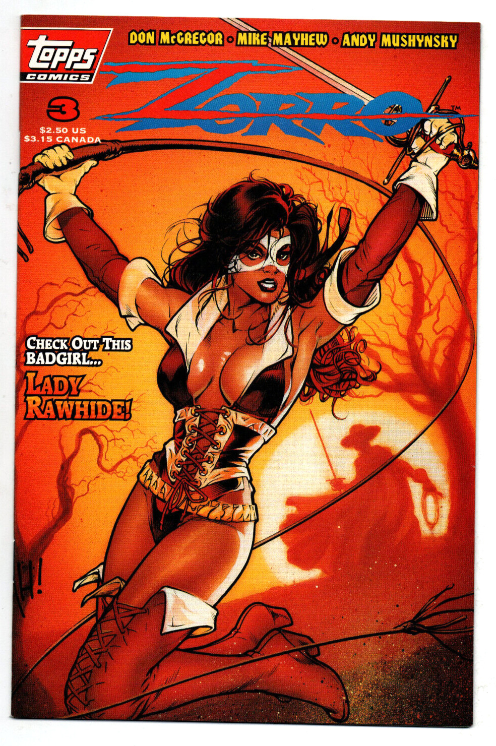 Zorro #3 - 1st appearance Lady Rawhide - Adam Hughes Cover - Topps - 1994 - NM