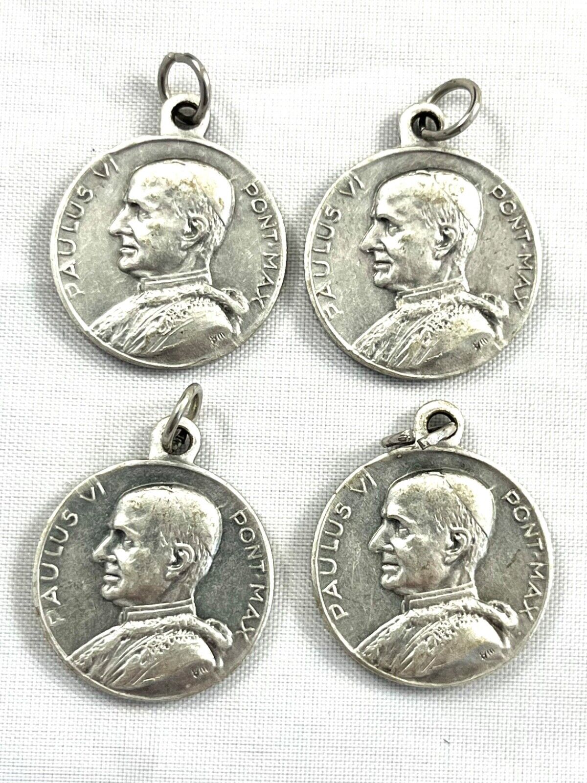 Vintage Catholic Pope Paulus VI Pont Max Silver Tone Religious Medal Set of 4