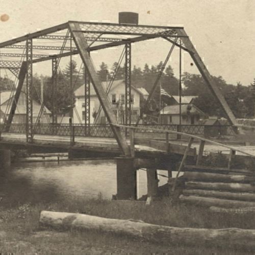 Postcard Leland Michigan Old Steel Truss Bridge Carp River Leelanau 1912 RPPC 