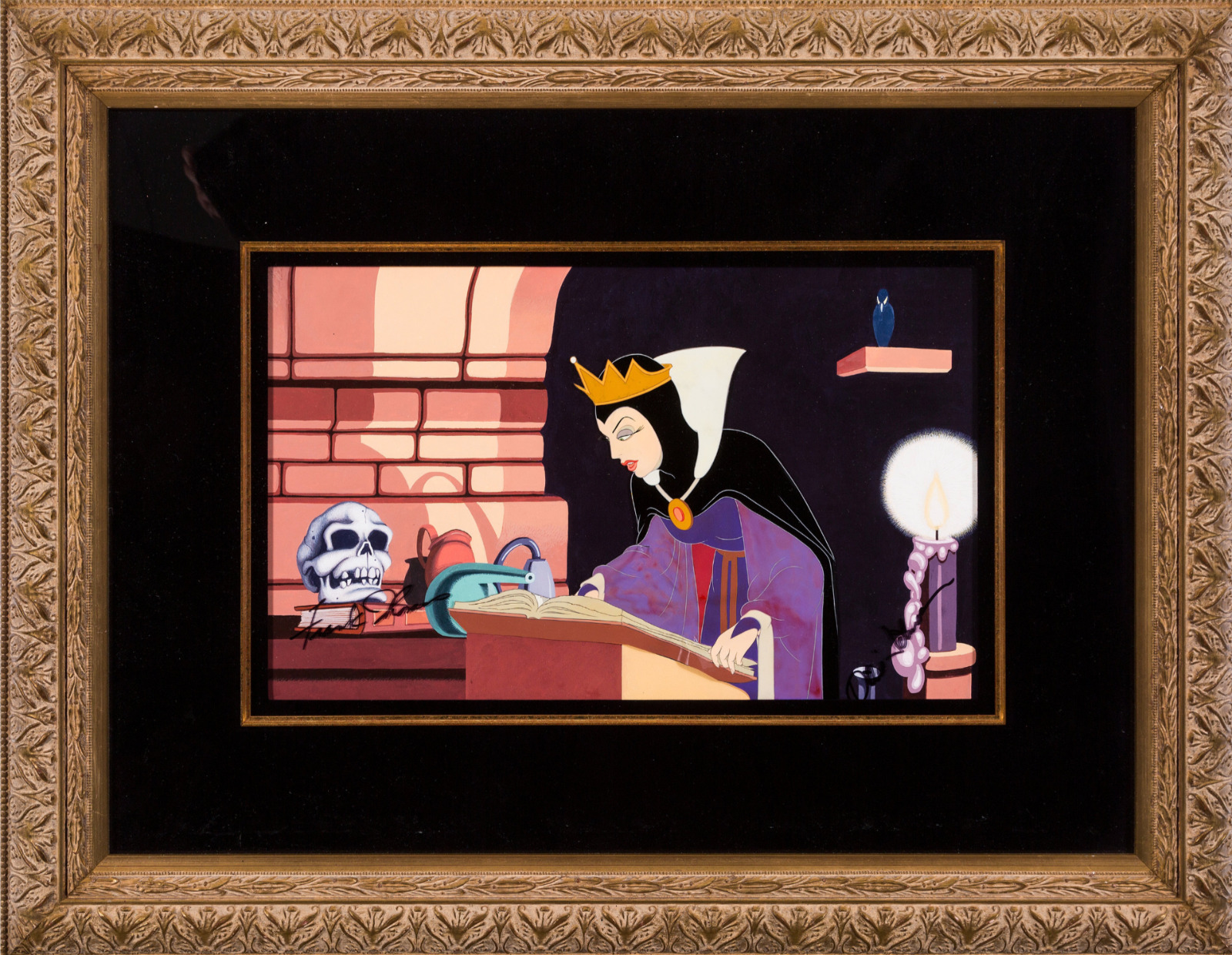 Rare Snow White,  Evil Queen Production Cel Signed Walt Disney (1937)