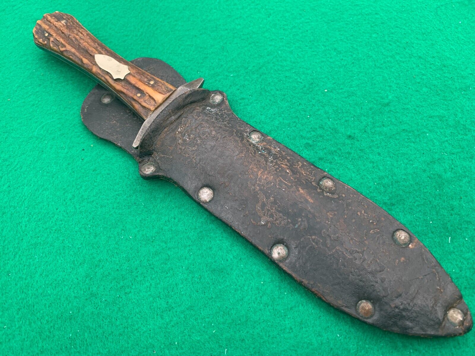 💯1850\'s WOODHEAD STAG DAGGER SUPER RARE AND NICE SHEFFIELD OLD KNIFE