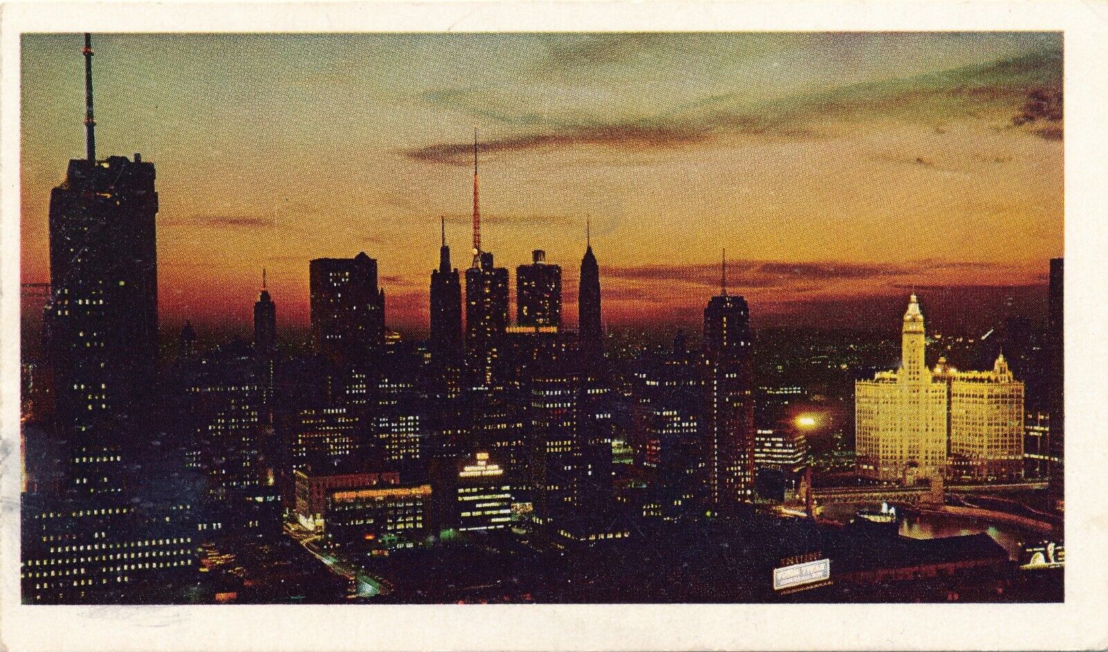Chicago Skyline in Illinois vintage Chevrolet postcard 1969 unposted
