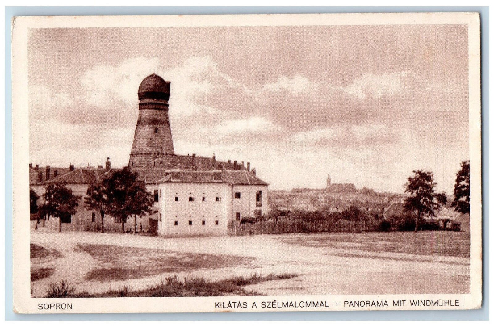 Sopron Western Transdanubia Hungary Postcard Panoramic View of Windmill c1920\'s