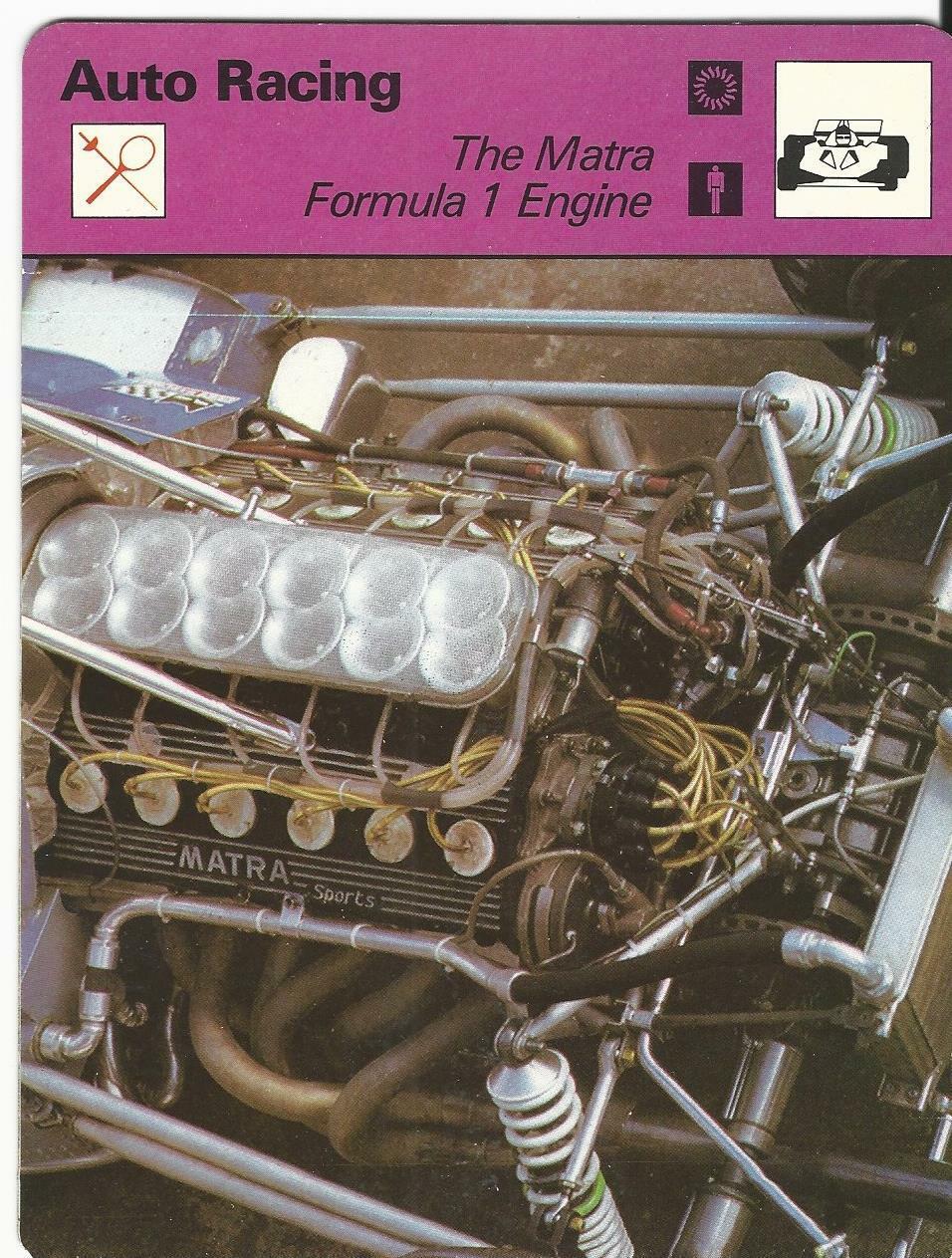 1977-79 Sportscaster Card, #87.22 Auto Racing, Matra Engine