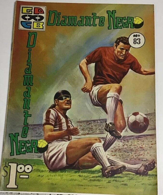 1968 SPANISH MEXICAN COMICS DIAMANTE NEGRO 126 Painted Soccer Cover Slide Tackle