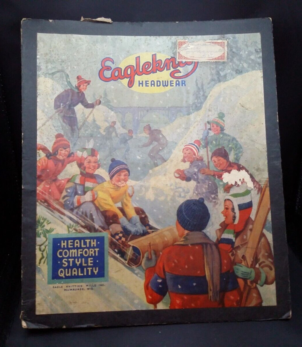 VTG ADVERTISING BOX 1930s 40s MILWAUKEE. Winter Kids Skate Ski Toboggan. REDUCED