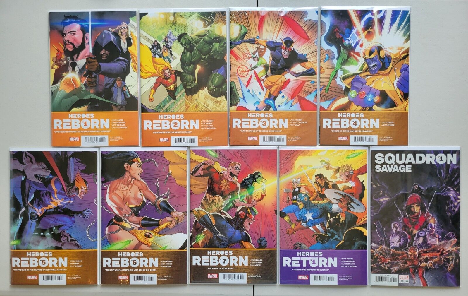 Heroes Reborn (2021) Marvel 1-7+Return (Connecting Covers) and Squadron Savage