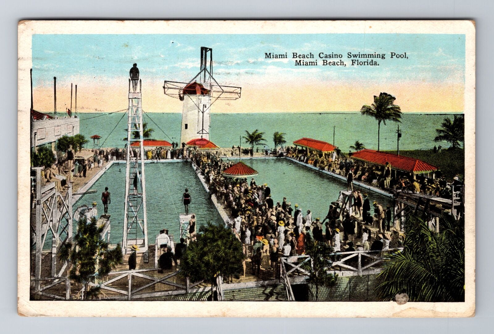 Miami Beach FL-Florida, Miami Beach Casino, Antique, Vintage c1928 Postcard