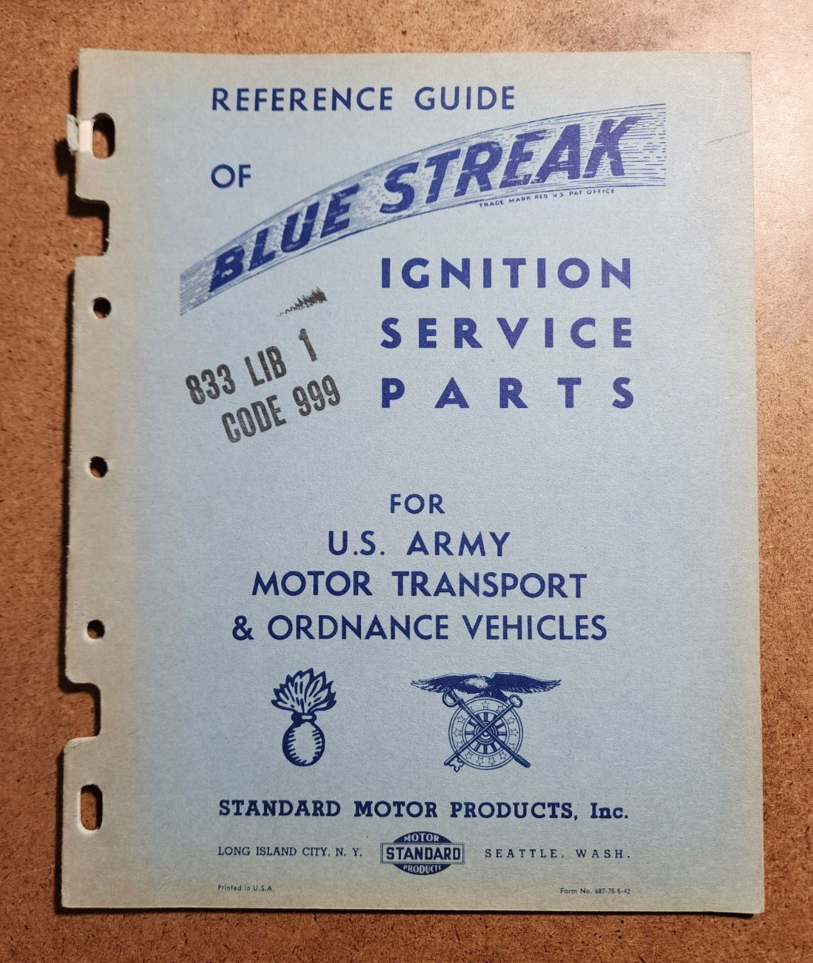 1942 Reference Guide BLUE STREAK Ignition Parts US Army Motor T & Ordnance Vehic