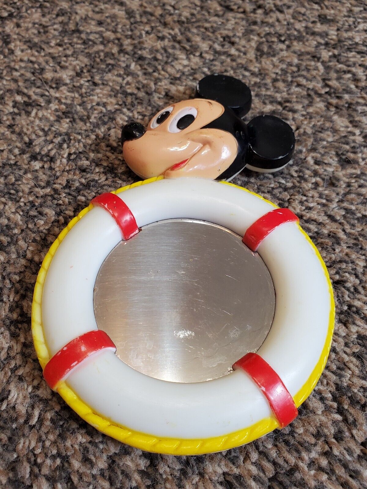 Vintage Disney Mickey Mouse Baby Toy Rattle Mirror Plastic Life Presever 5\