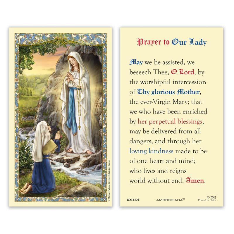 Beautiful Our Lady of Lourdes Holy Card Pack of 25 Size 2.675 in W x 4.375 in H