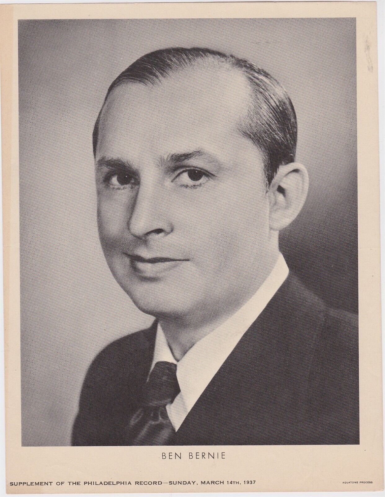 1937 M23 PHILADELPHIA RECORD ACTOR PHOTO BEN BERNIE POPULAR SET