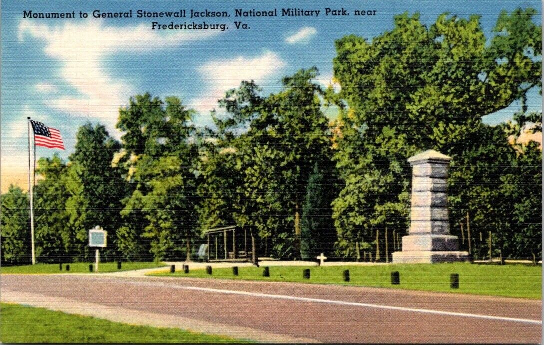 Fredericksburg VA Virginia Stonewall Jackson Military Park, Vintage Postcard