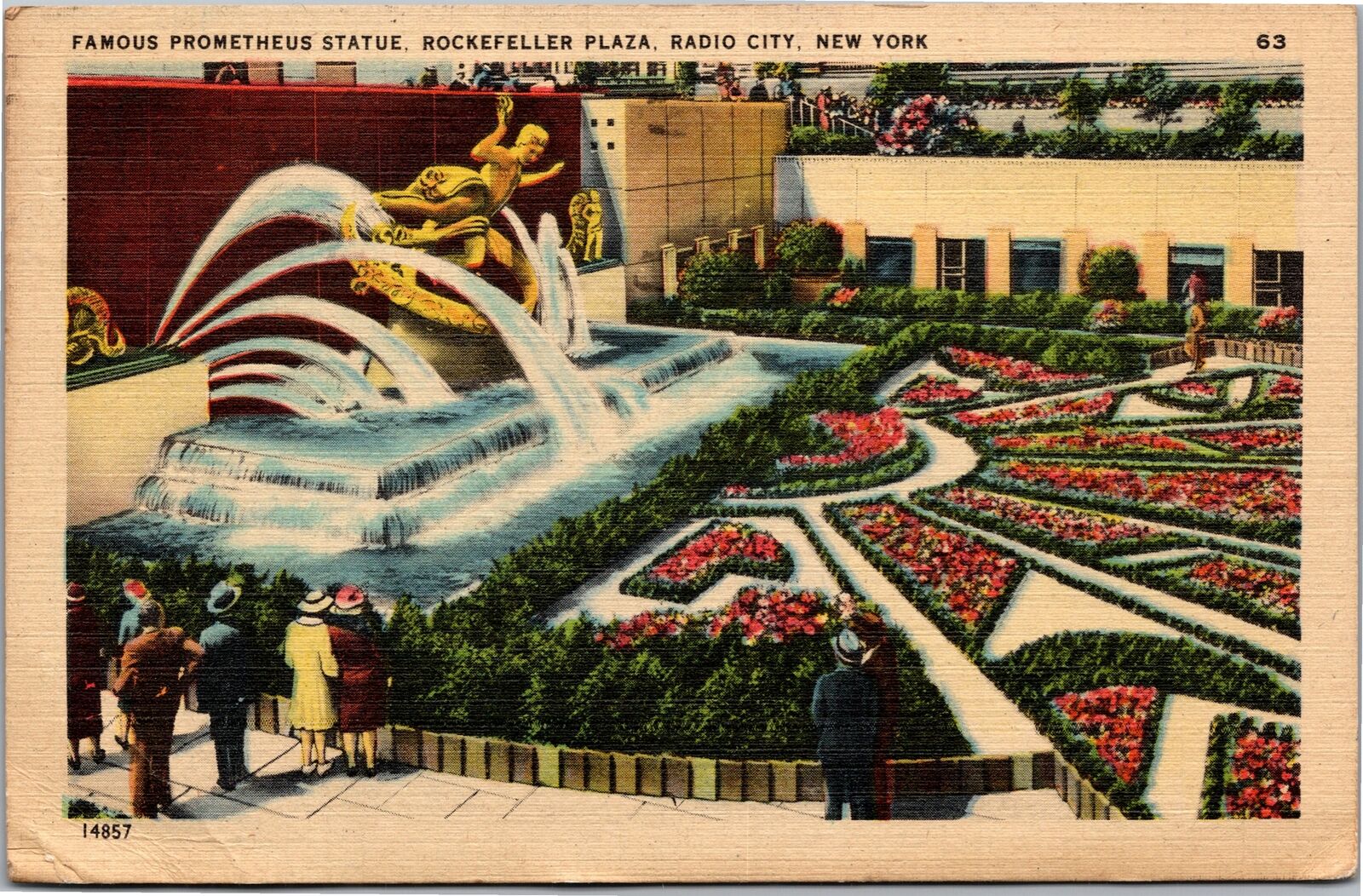 Postcard NYC Rockefeller Center - Prometheus Statue