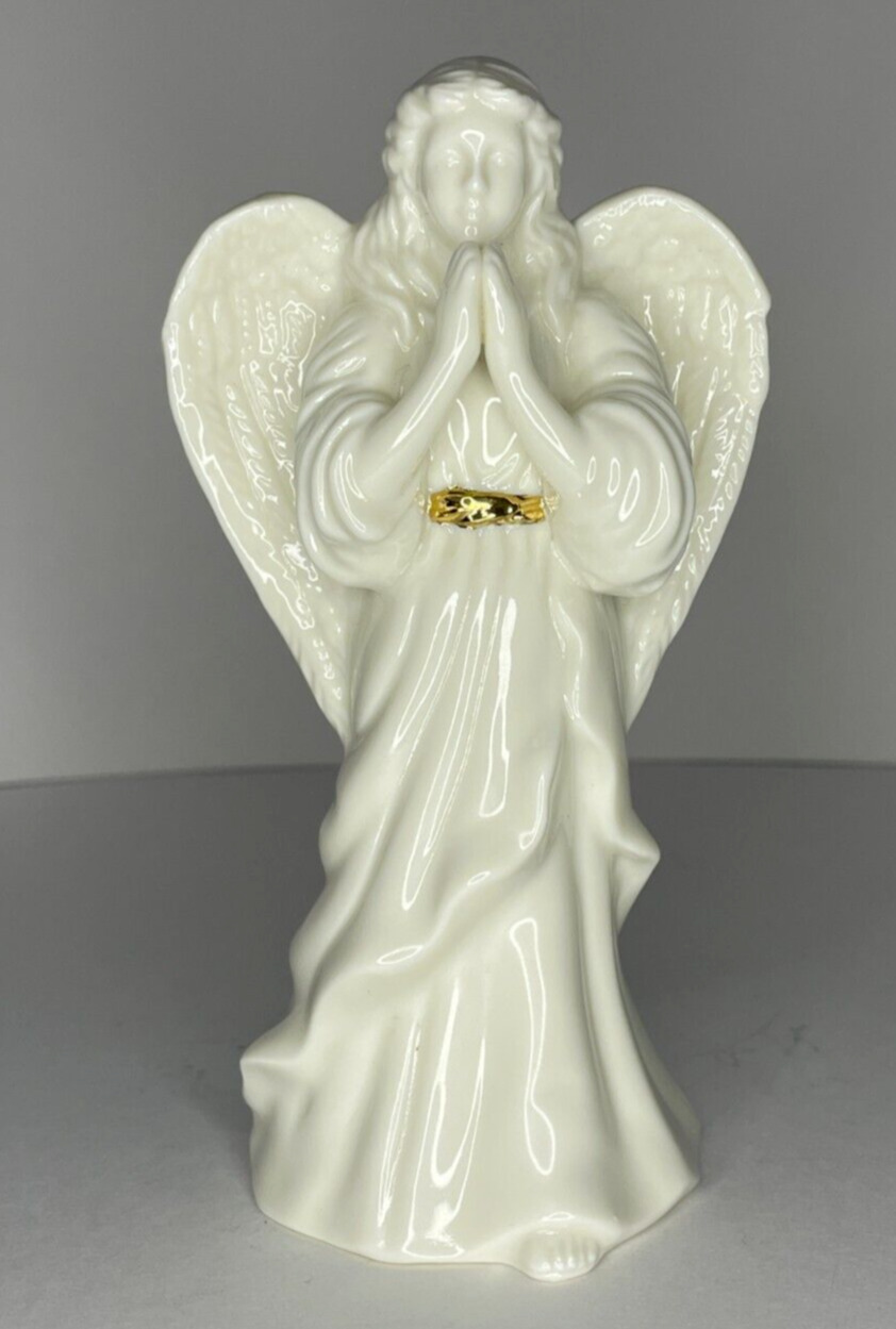 LENOX Porcelain Praying Angel with Gold Belt Statue, 6\