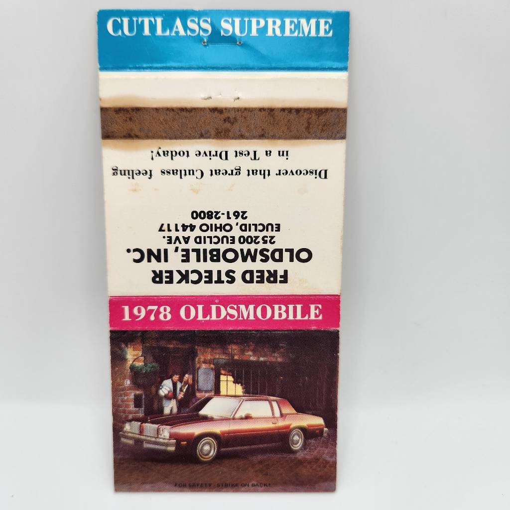 Vintage Matchbook 1978 Oldsmobile Cutlass Supreme Fred Stecker Euclid Ohio