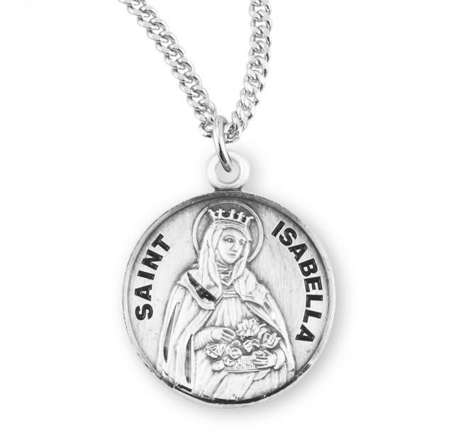Stylish Patron Saint Isabella Round Sterling Silver Medal Size 0.9in x 0.7in