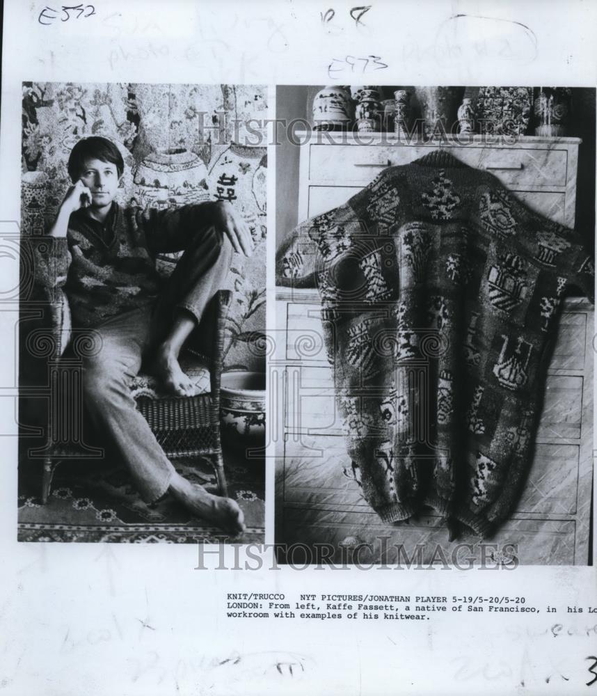 1987 Press Photo Kaffe Fassett, knitwear fashion designer - ora23738