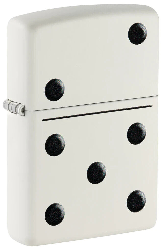 Zippo 46159, Domino Design, White Matte Lighter, NEW