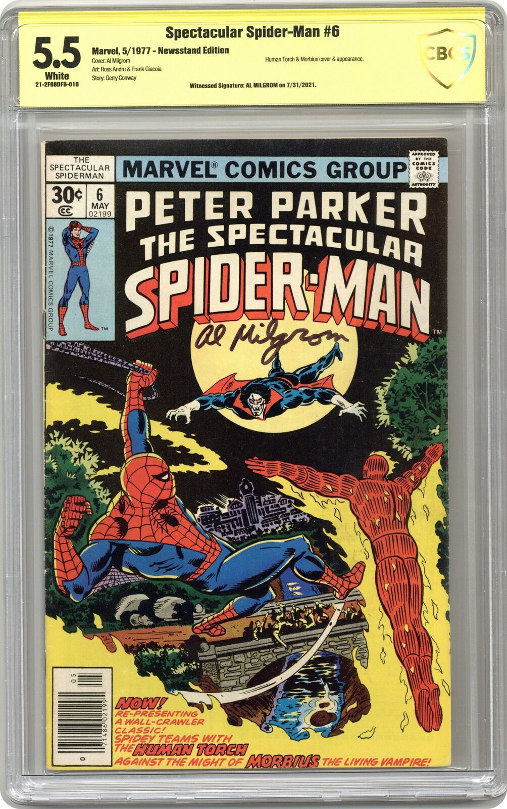 Spectacular Spider-Man Peter Parker #6 CBCS 5.5 Newsstand SS Milgrom 1977