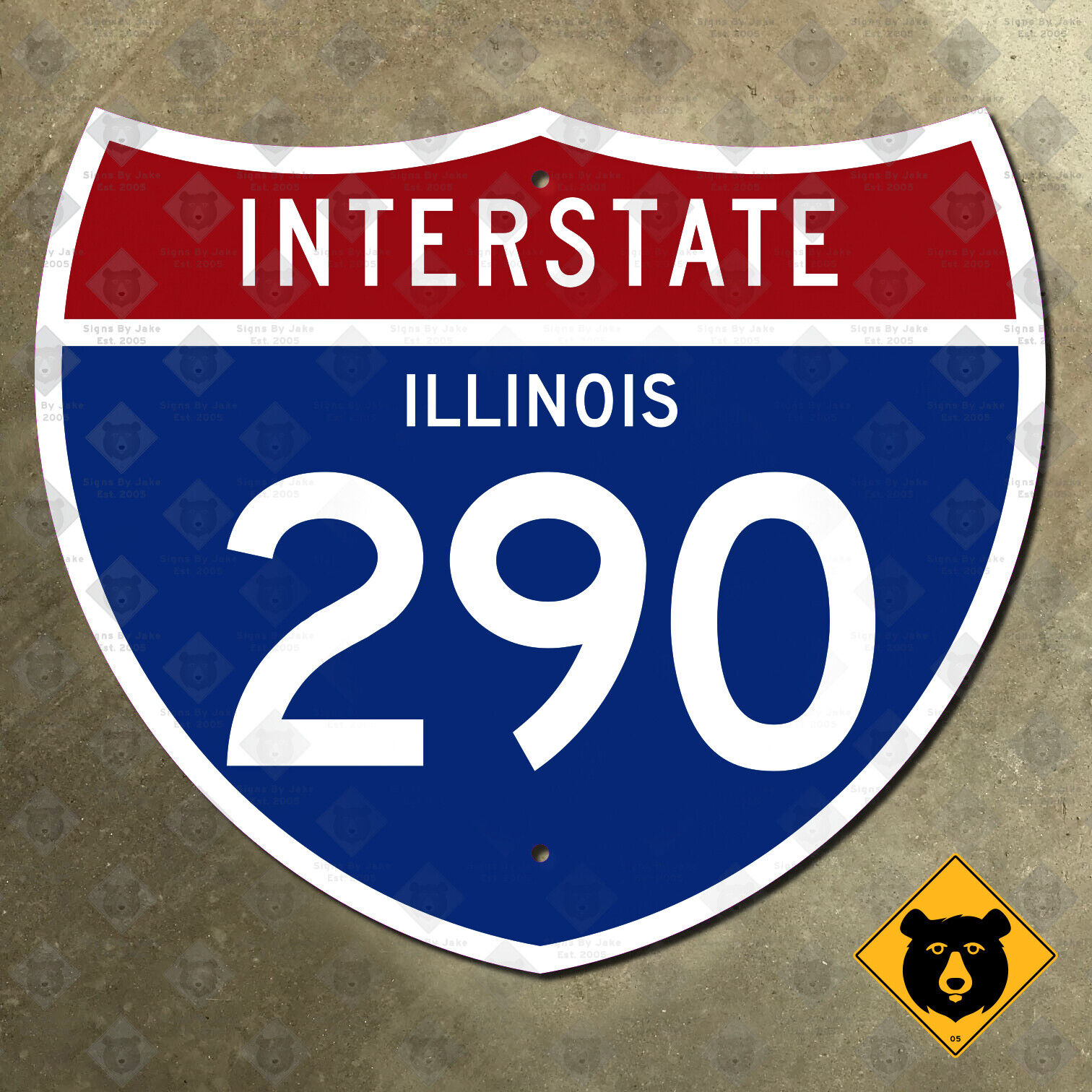 Illinois interstate 290 road sign highway marker Chicago Rolling Meadows 21x18