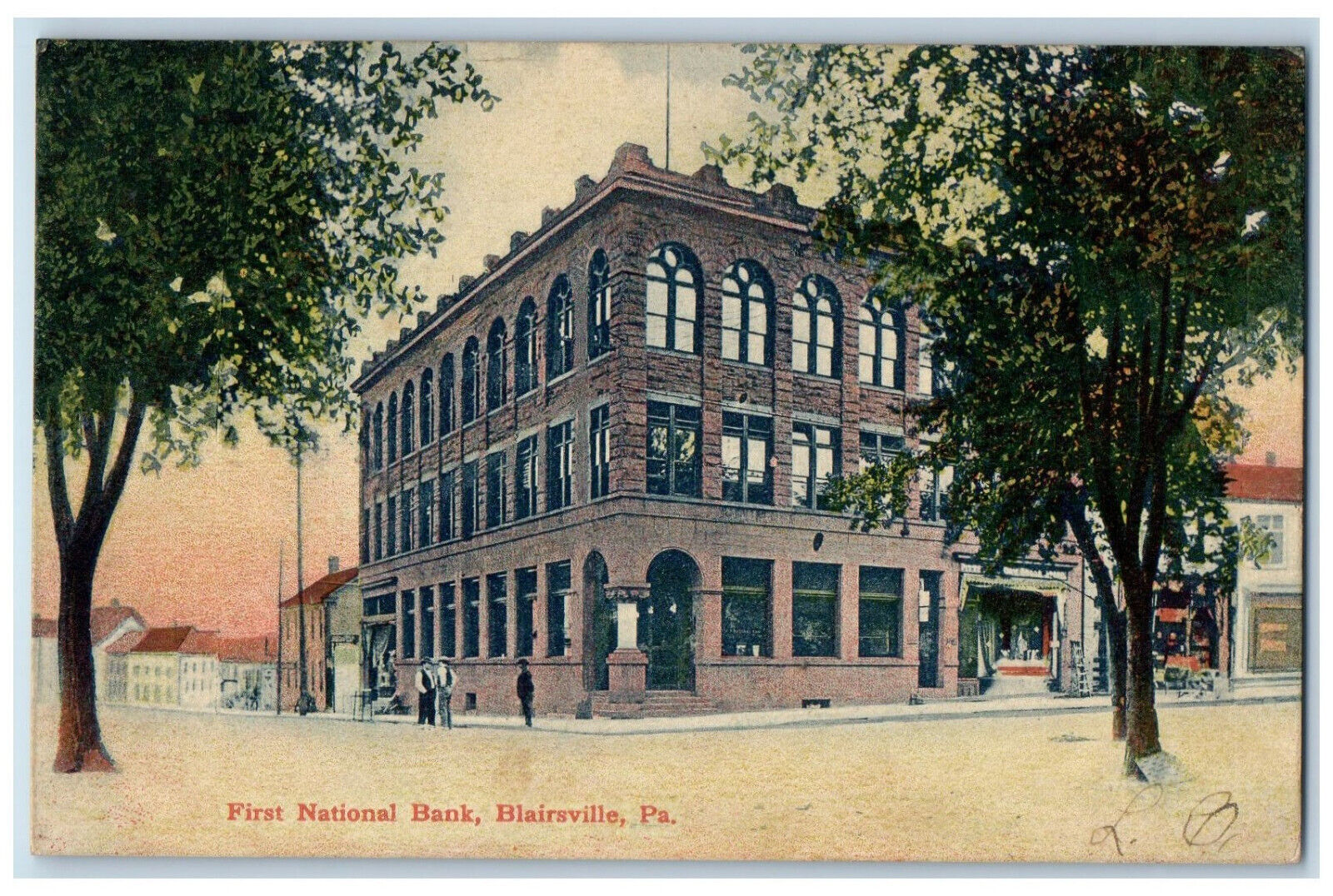 1907 First National Bank Blairsville PA Mt. Pleasant PA Antique Postcard