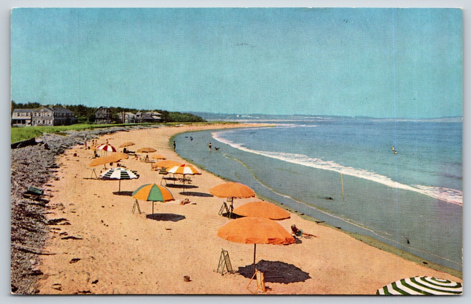 Vintage 1955 Postcard, Prout\'s Neck Maine, Black Point Inn, Private Beach, H1