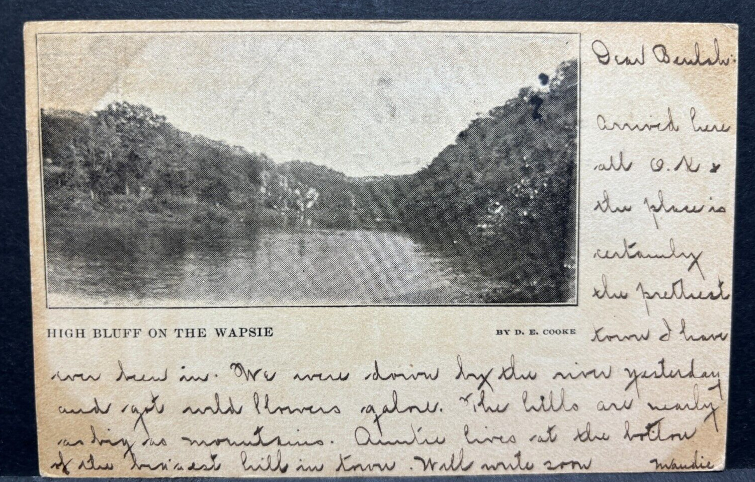 Postcard High Bluff on the Wapsie Anamosa, Iowa c1905