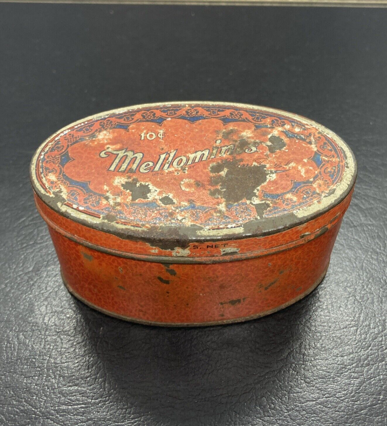 vintage MELLOMINTS TIN Brandle Smith Co. Empty Tin As Shown