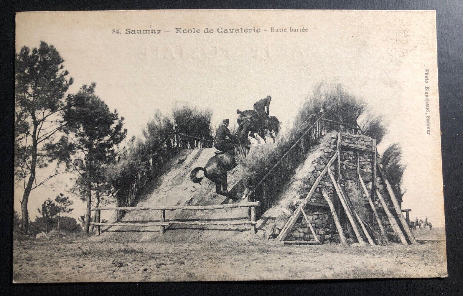Mint Saumur France Postcard RPPC Army Cavalry School Stop Bar