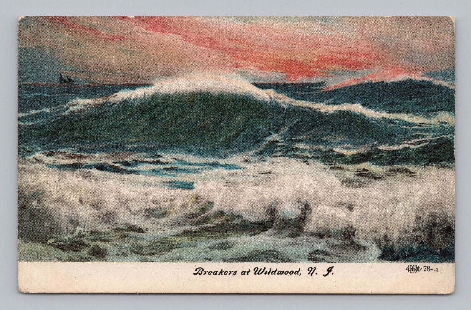 Postcard Breakers at Wildwood New Jersey c1907