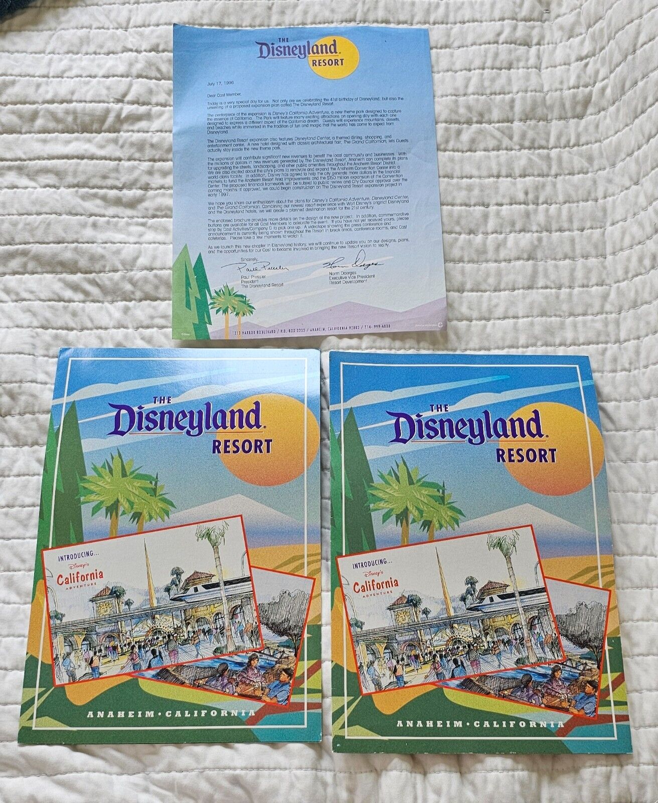 Disneyland Resort Introducing California Adventure Master Plan & Letter to cast 