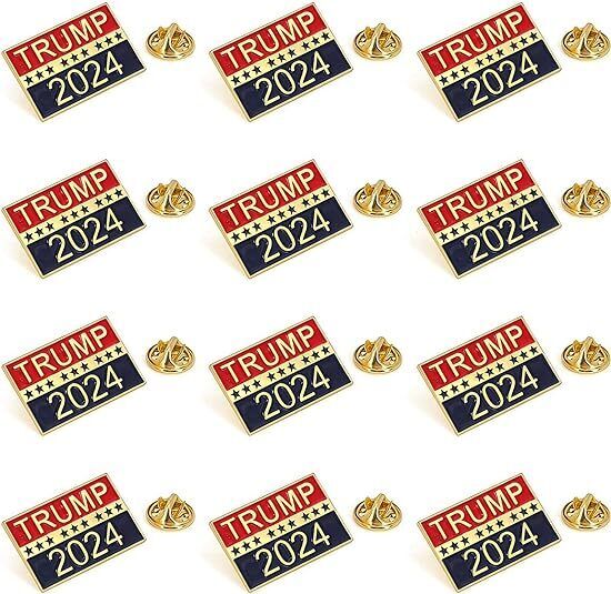 12 pcs - Donald Trump Pins Trump Lapel for 2024 Elections President BUTTON gift